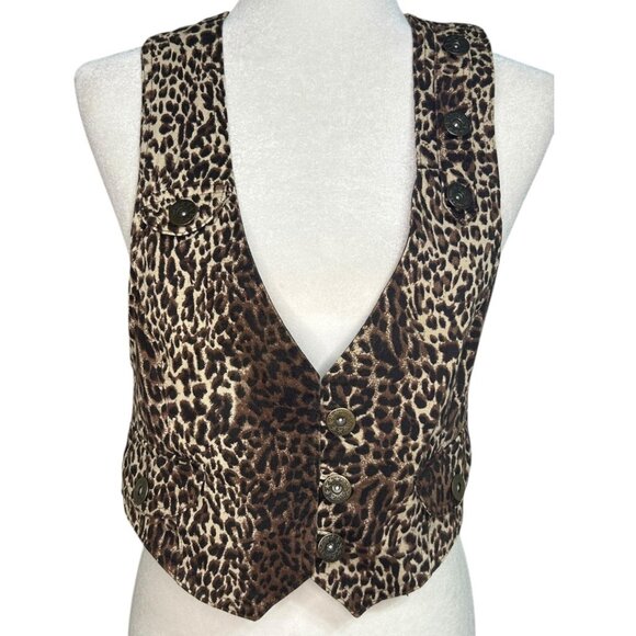 Body‎ Central Leopard Print Button-Up Vest Size XL - Picture 1 of 6